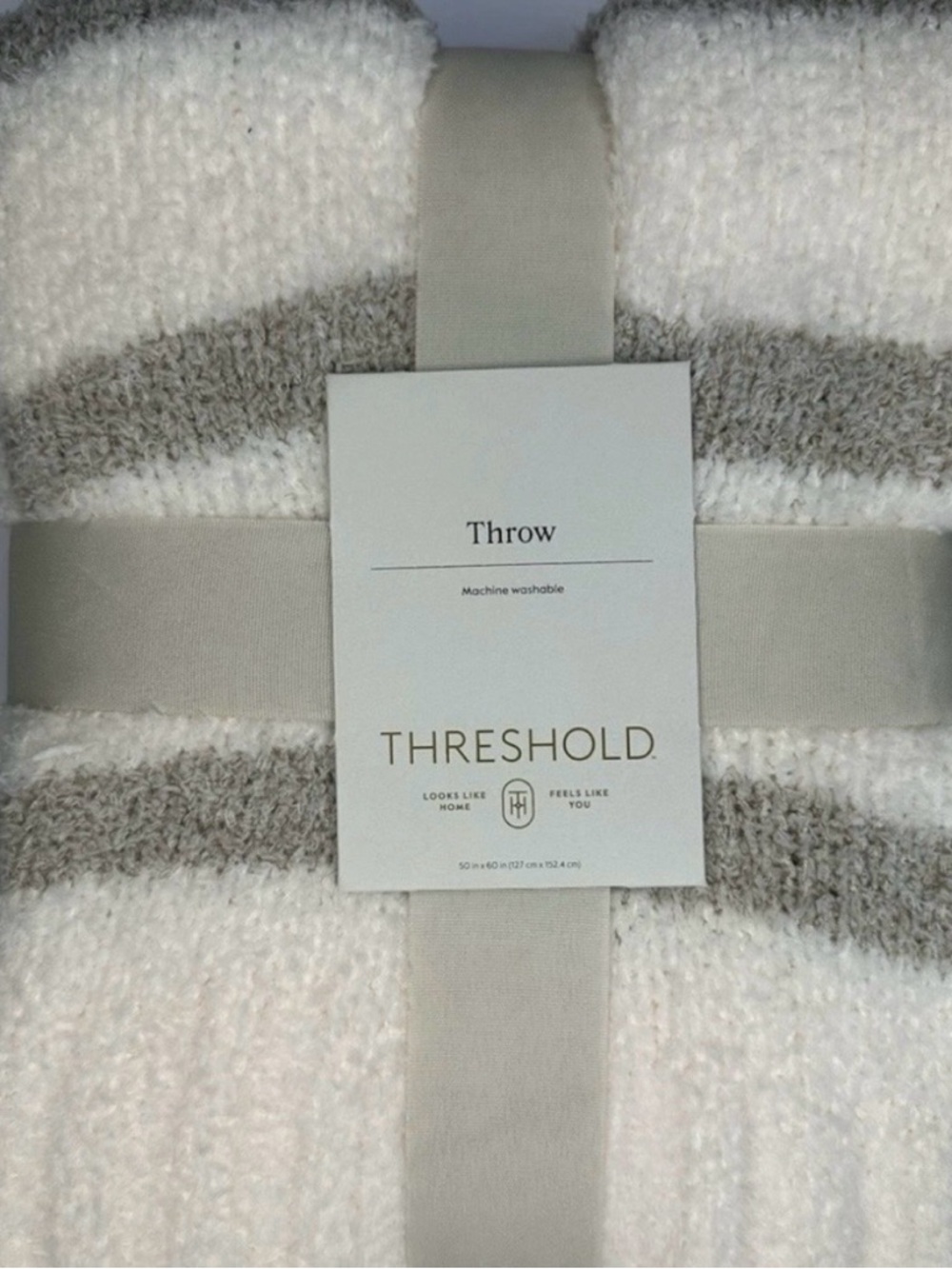 Threshold 50" x 60" Cozy Sensory Friendly Throw Blanket Beige / White
